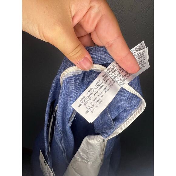 Zara Linen Pants, blue with sparkles size XL - Picture 7 of 7